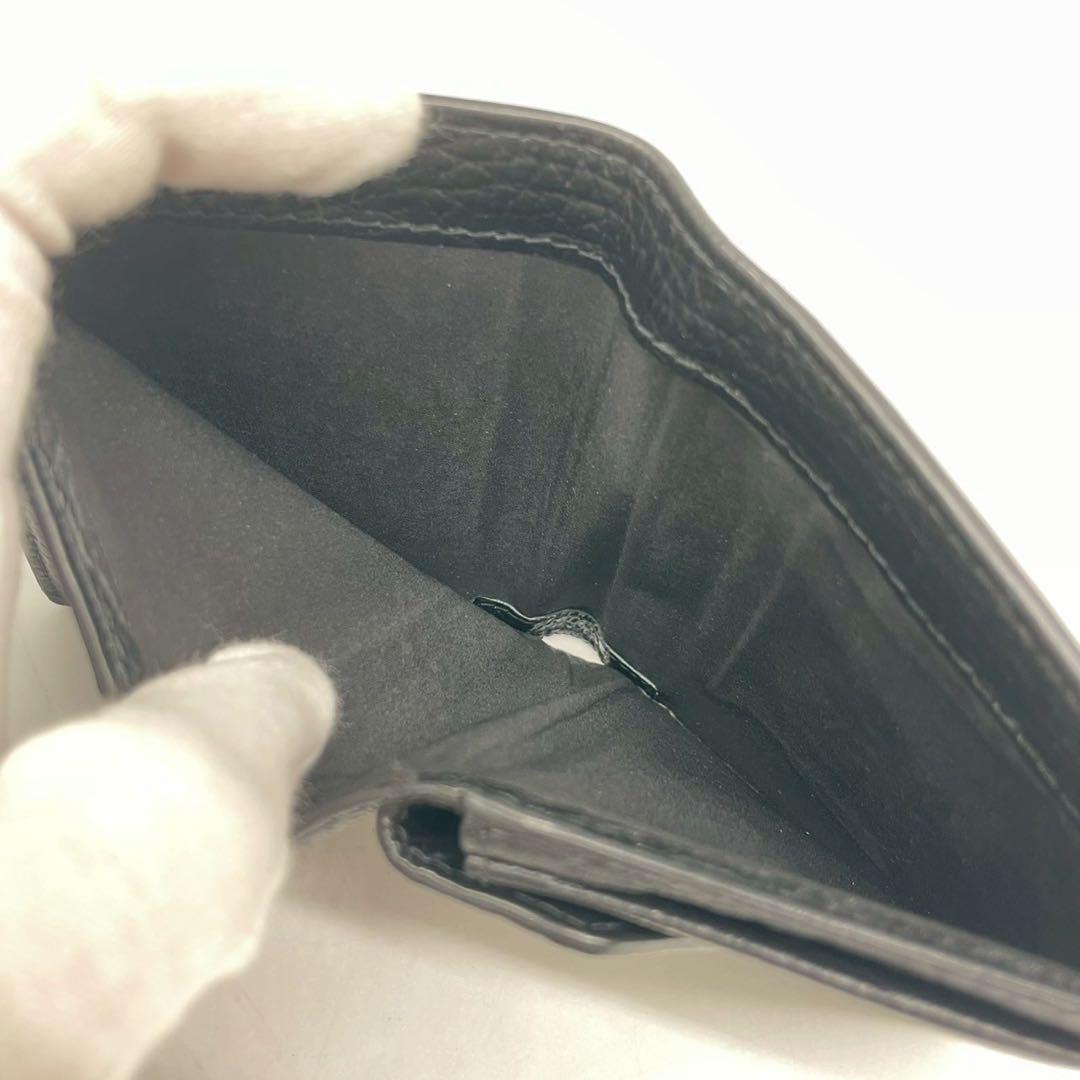 美品　マルジェラ 2つ折り財布 本革　レザー 4ステッチ シボ革 ブラック　黒