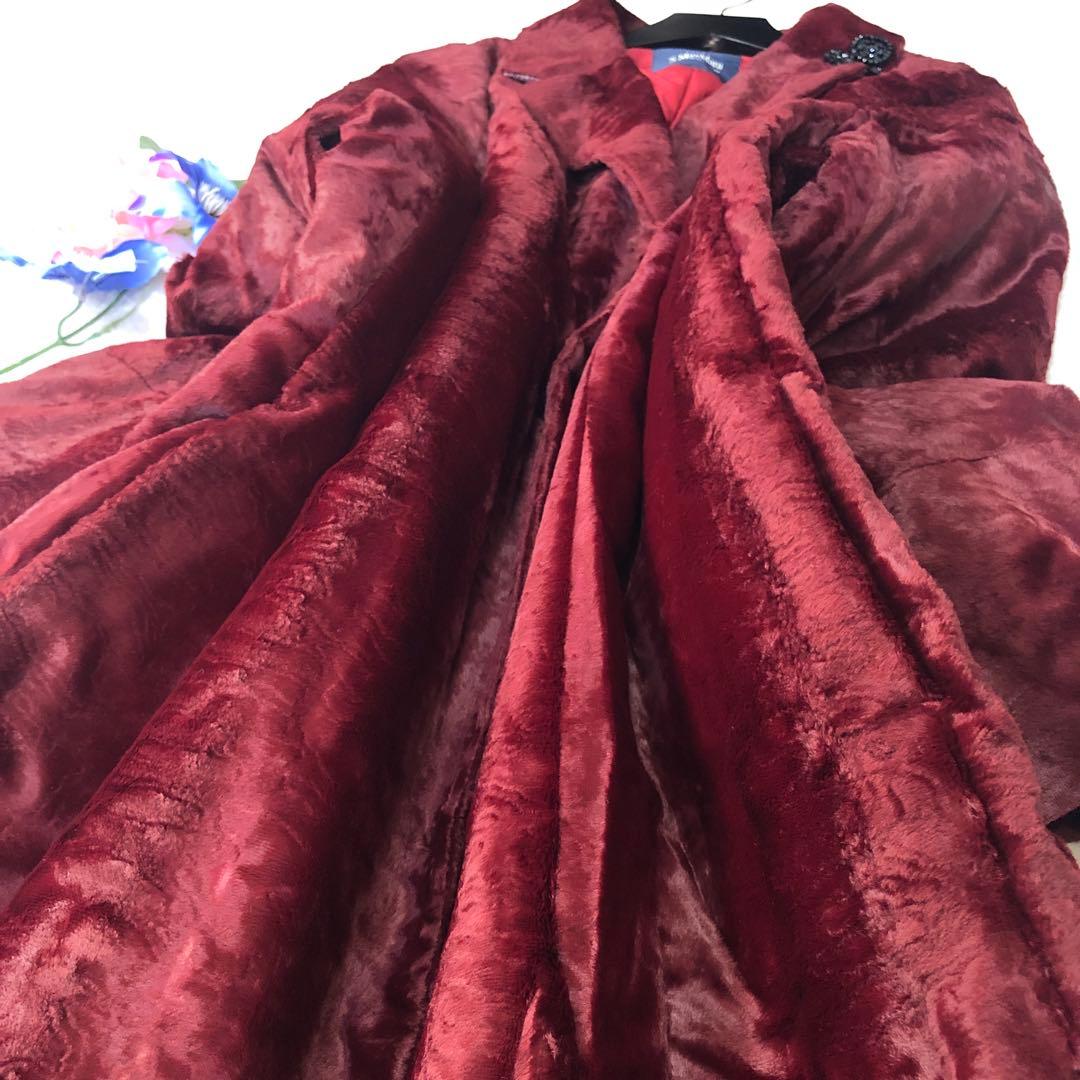 未使用級　現行モデル　マックスマーラ　ロングコート　ベルベット　ビジューブローチ