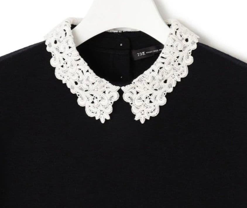 【新品】【洗える】エンブロイダリー フラワーレースコンビ ニット 【新品】【洗える】エンブロイダリー フラワーレースコンビ ニット