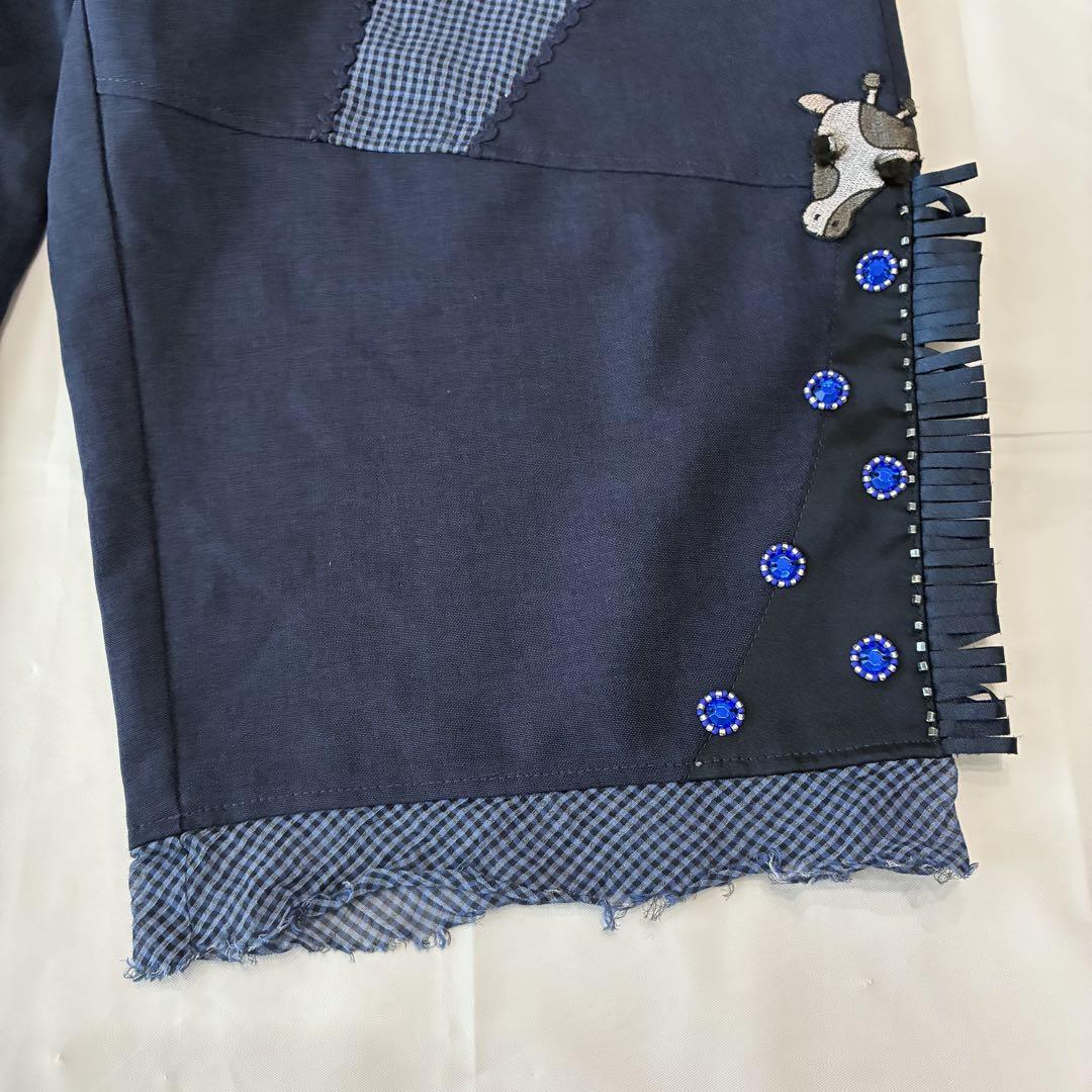 OLLEBOREBLA アルベロベロ ハーフパンツ ウシ刺繍 ラインストーン