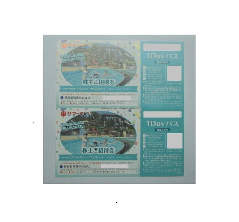東京サマーランド　株主優待　2枚　2025.10/19