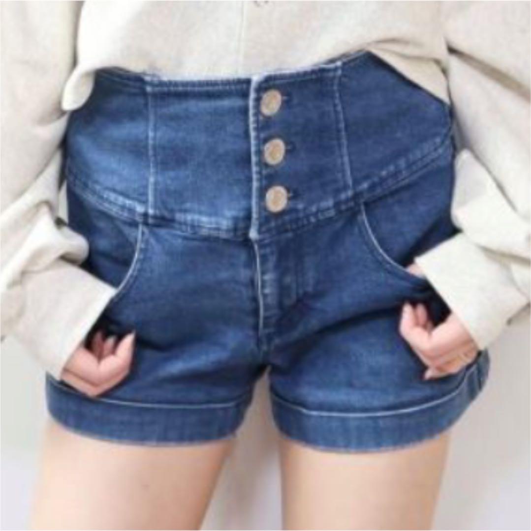 150円 ブランド買うならブランドオフ ハイウエストデニムショートパンツ