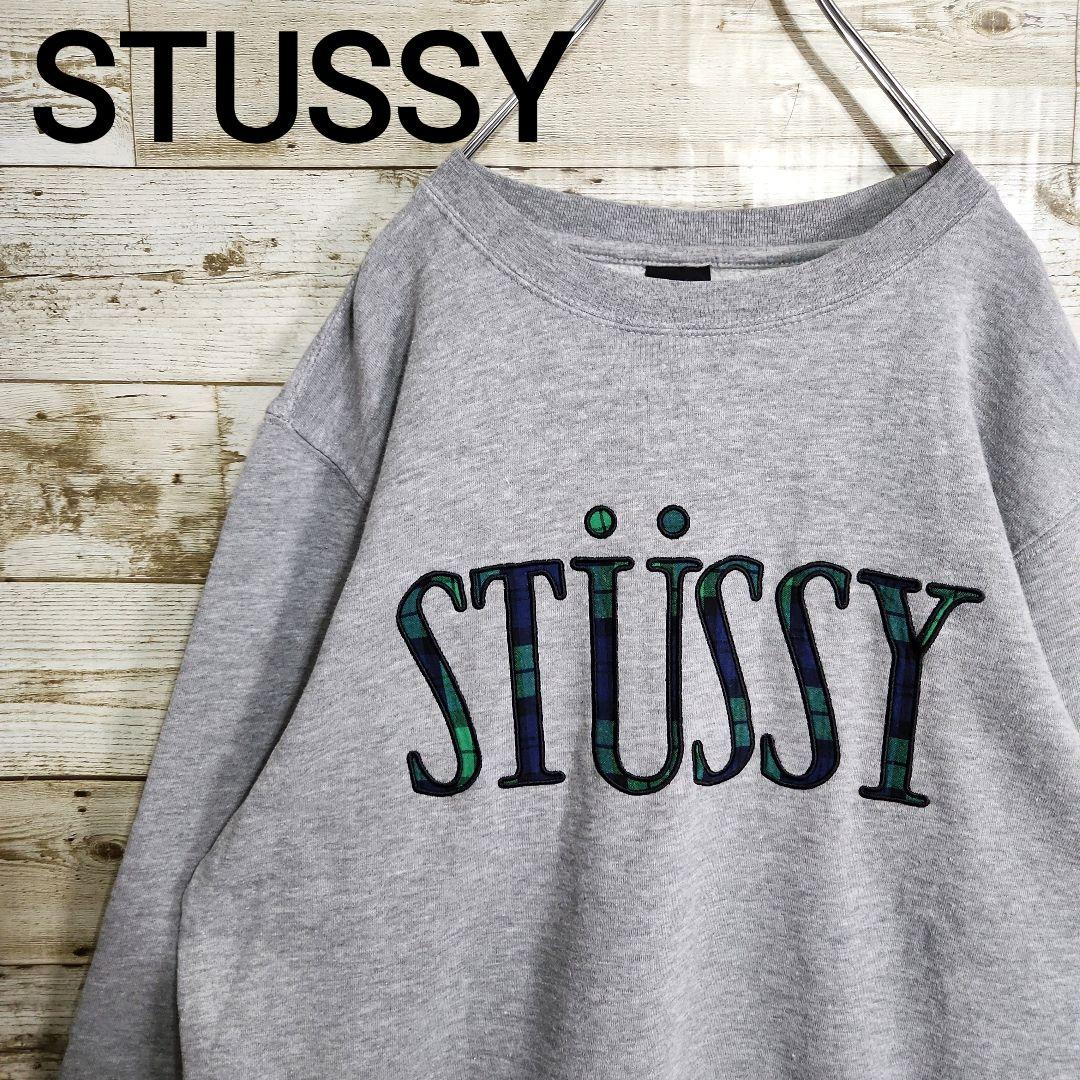 STUSSY ステューシー スウェット XL パッチ グレー ブラックウォッチ