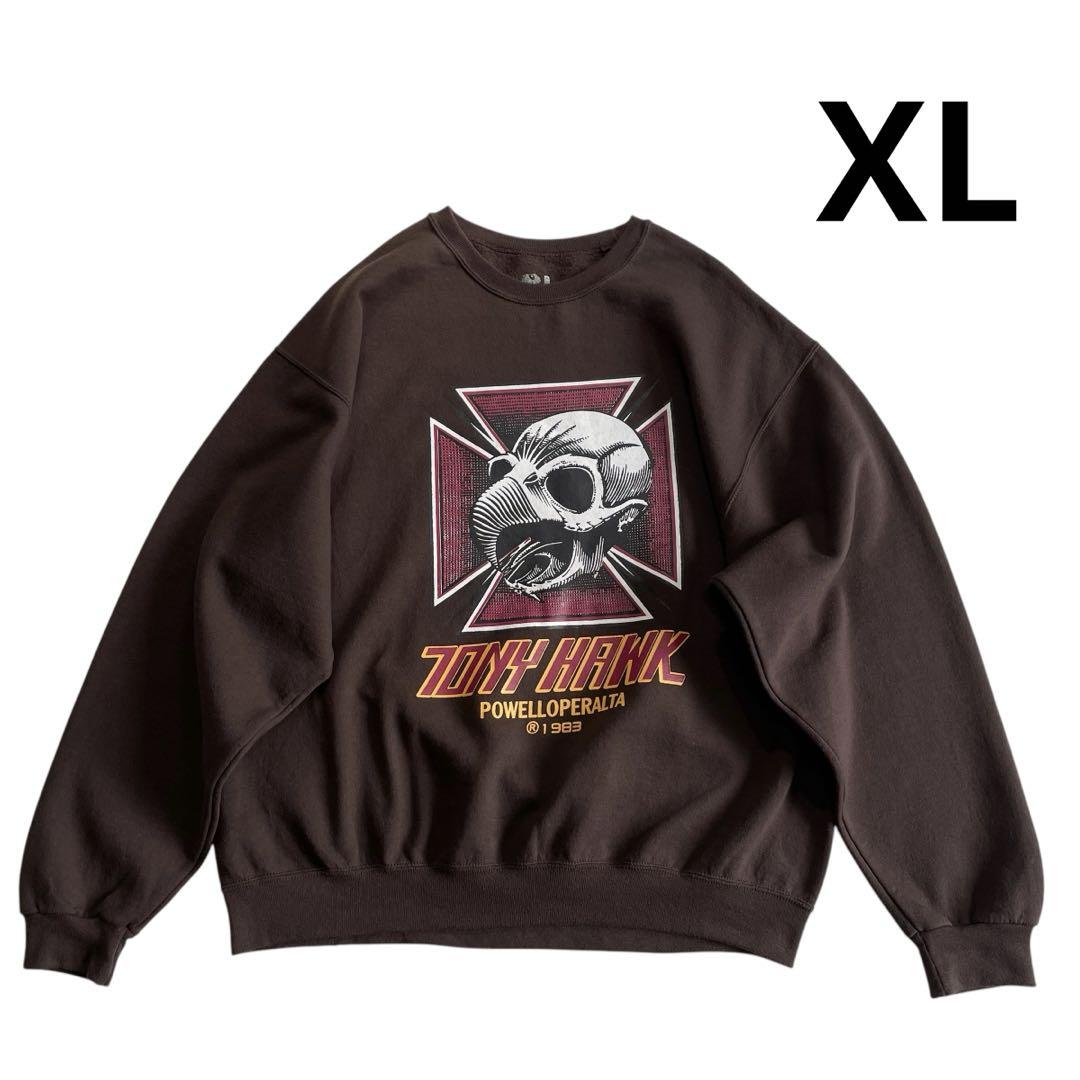 パウエルペラルタ トニーホーク スウェット こげ茶 XL 両面プリント