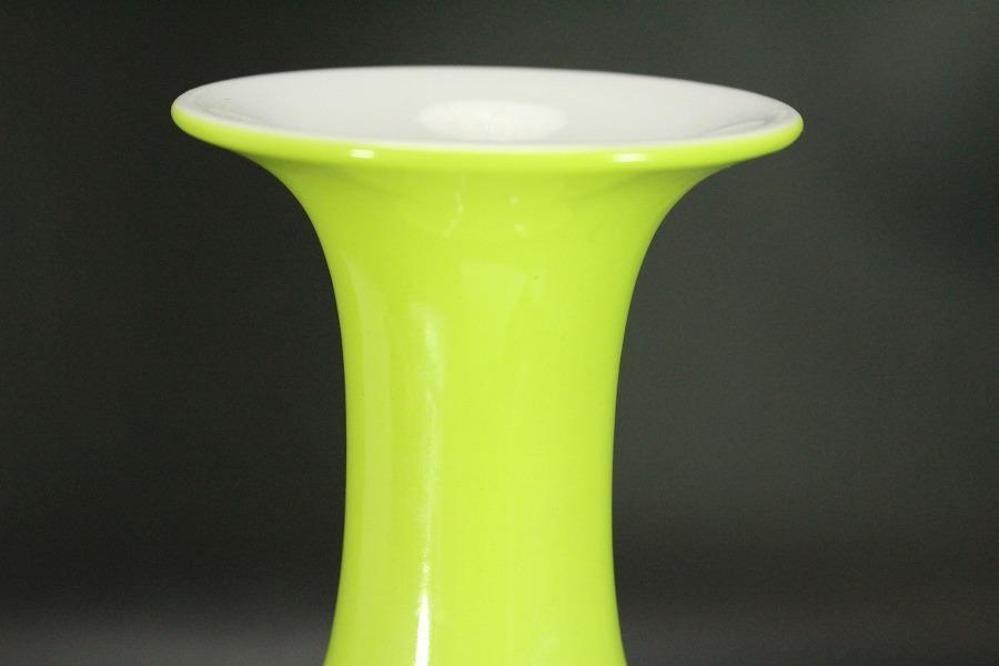 清】清時代 大清乾隆年製 緑釉描金銀饕餮紋花瓶29x25㎝ 古置物