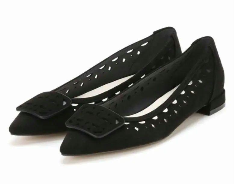 【美品】LE TALON ポインテッドカットワークオーナメントフラット 24.5