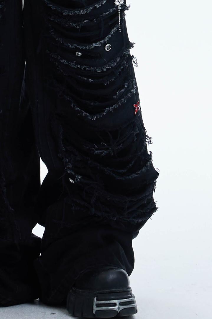 パンツ DND4DES Shredded Baggy Jeans y2k opium