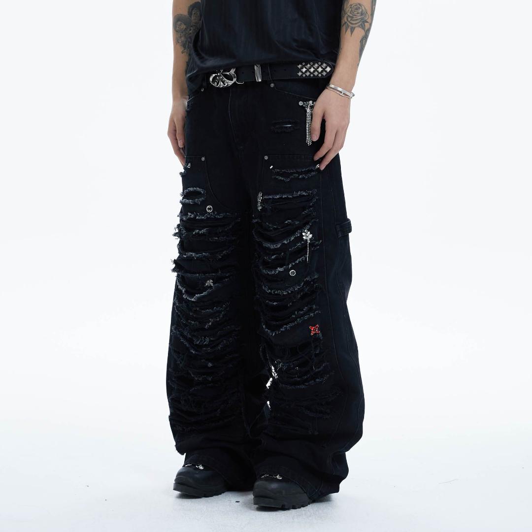 パンツ DND4DES Shredded Baggy Jeans y2k opium