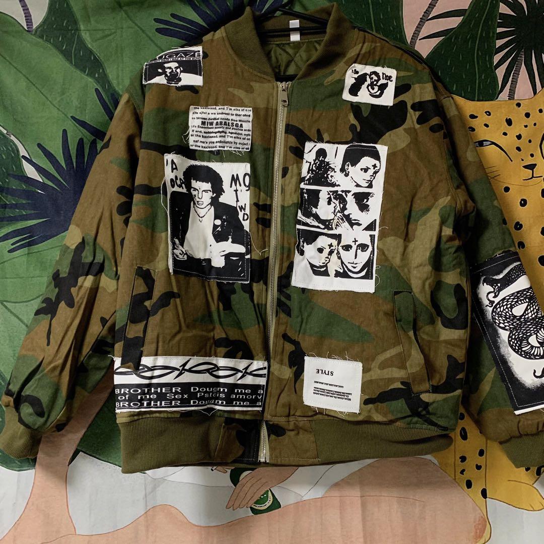 迷彩ジャケット メンズ ハイデザイン アウター 秋冬 新品 XL 2XL レッド