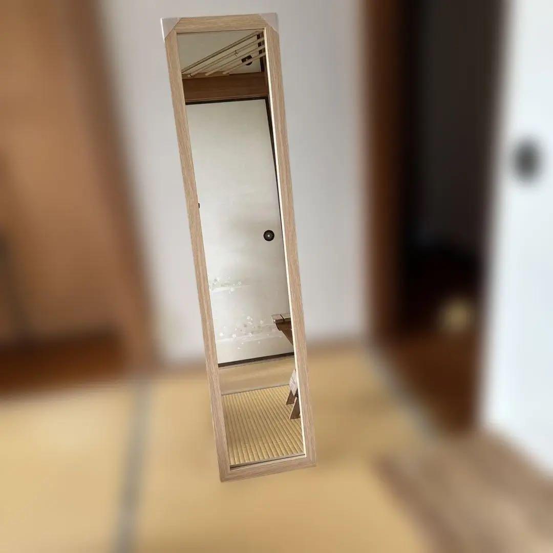 木製スタンドミラー 大きめ シンプルデザイン