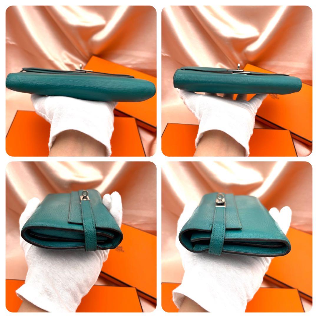 【X刻印】エルメス ケリーウォレット HERMES 長財布 深緑 サイフ