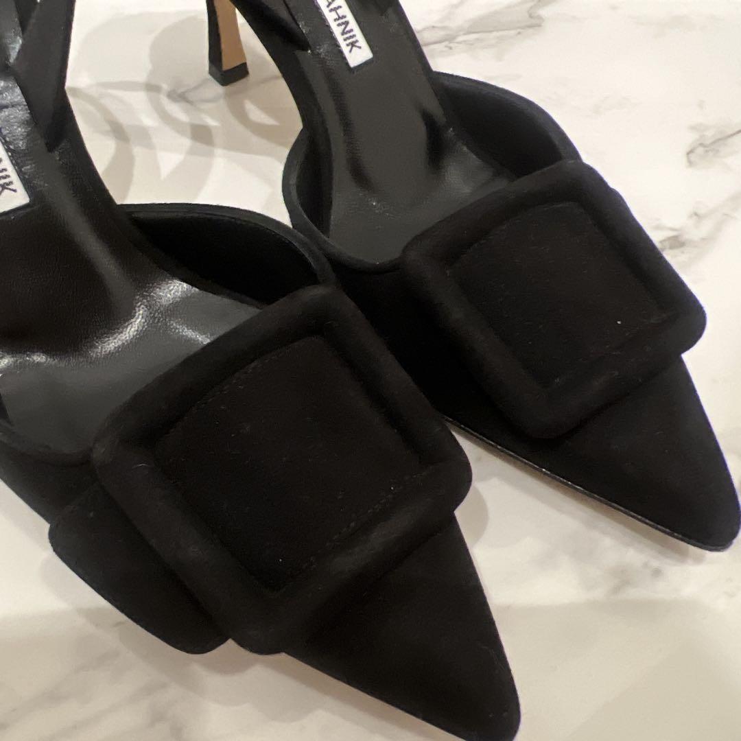 Manolo Blahnik - Rapallato Black Suede Slide Sandal, 50mm