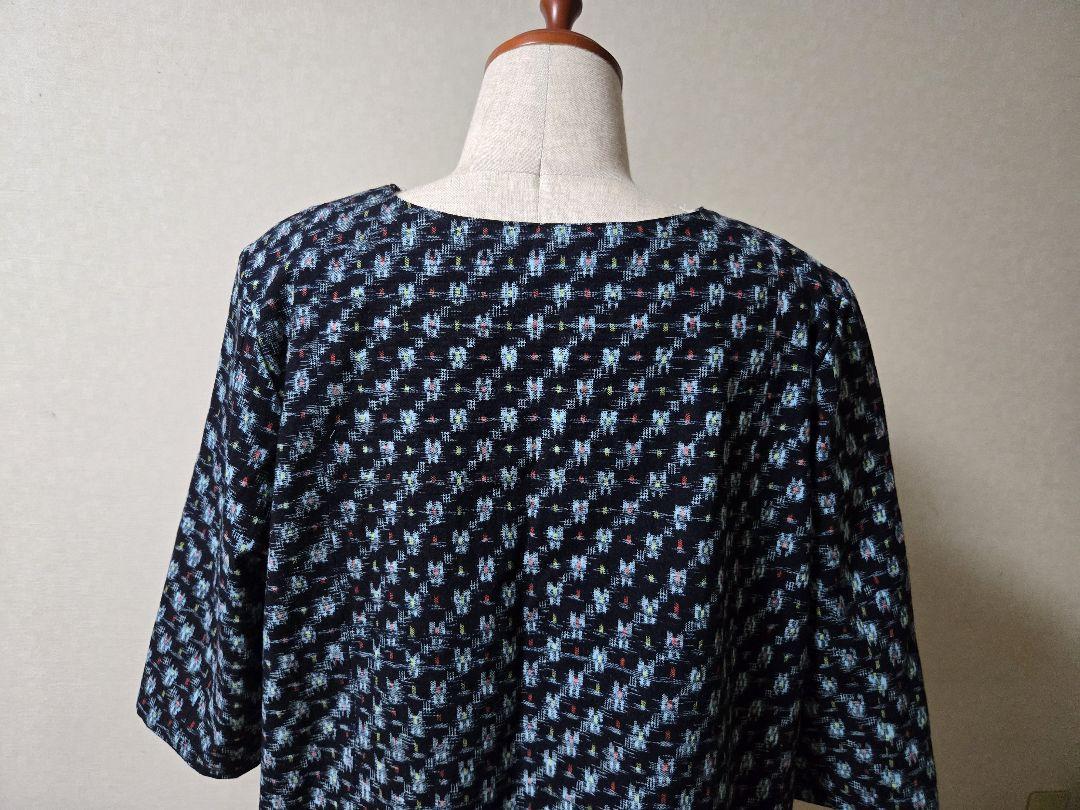着物リメイク 手作り かすりパッチワーク チュニック ワンピース