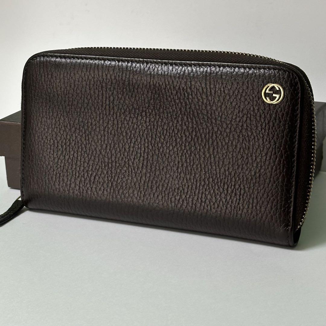 人気新品入荷 美品】GUCCI 長財布 インターロッキング ラウンドファスナー GG 小物