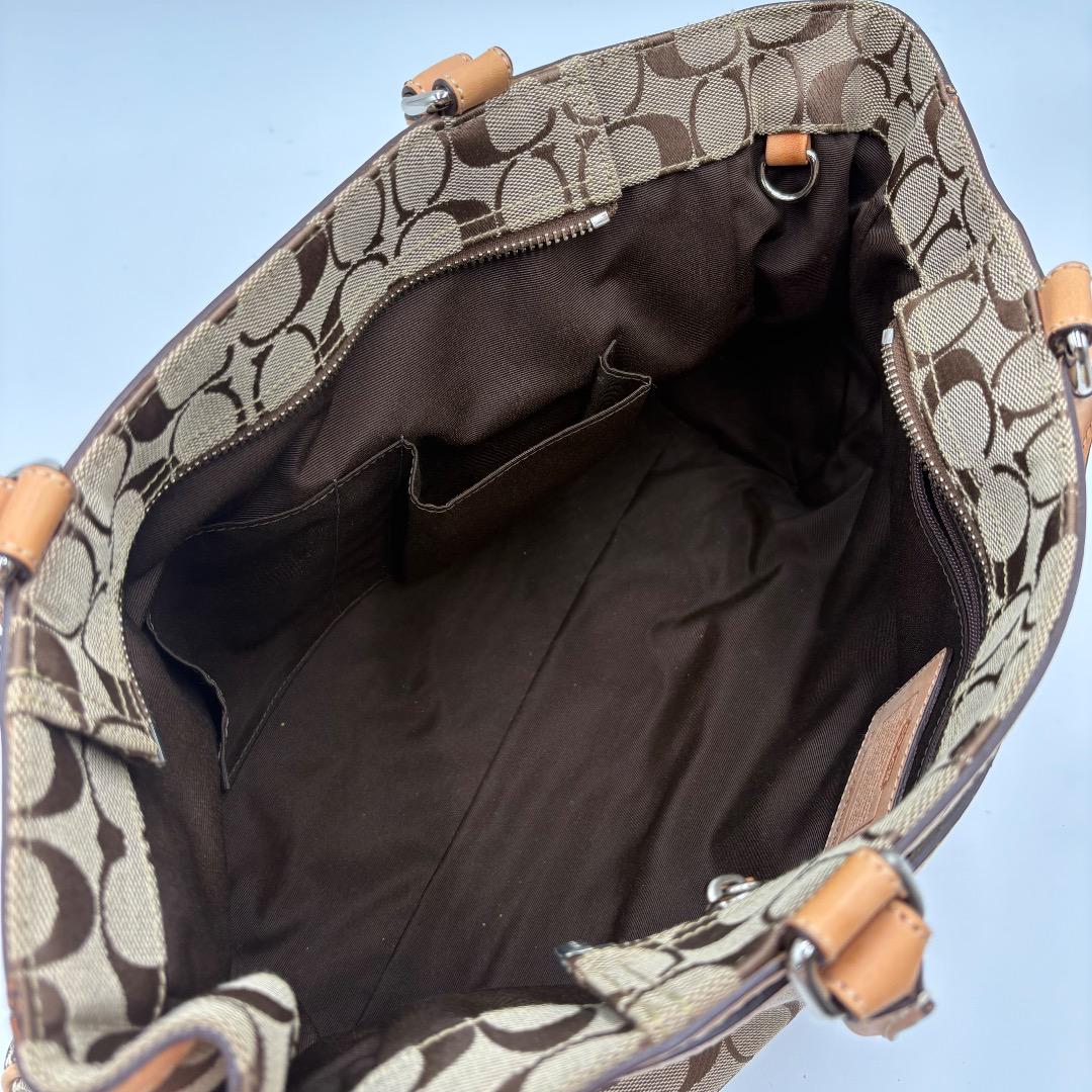 極美品✨COACH ジャッキー金具 シグネチャー トートバッグ ブラウン