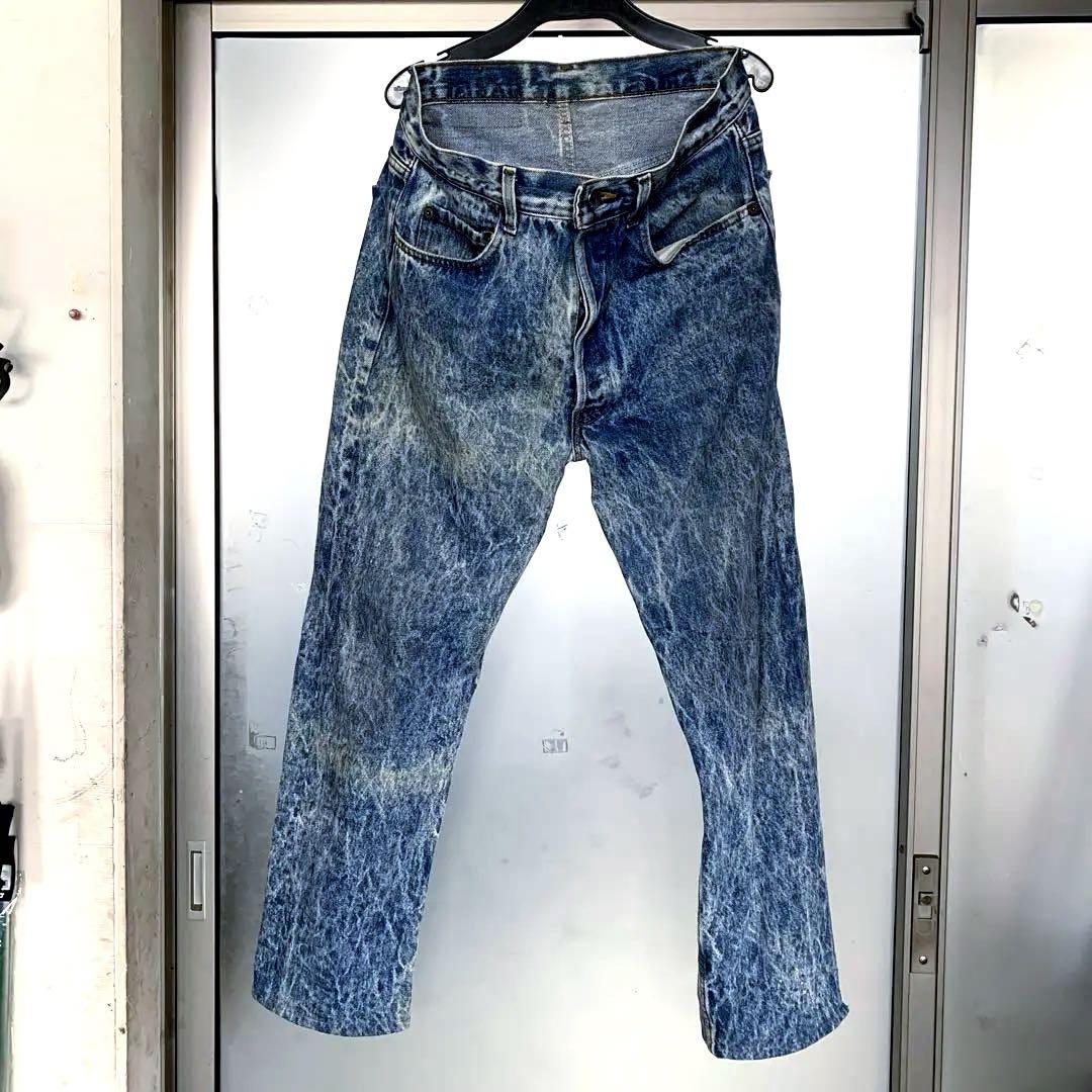 80\'s 濃色リーバイス　脇割り501 ケミカルウォッシュ USA製 w33