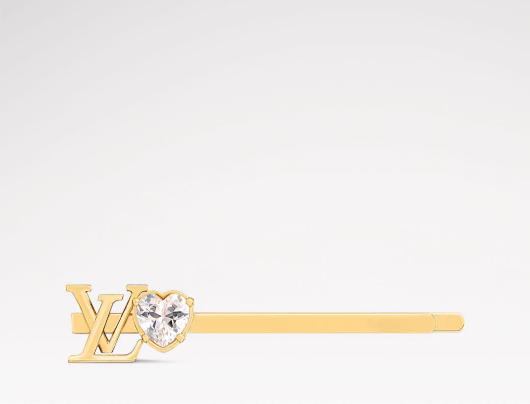 LOUIS VUITTON】現行品 ゴールド ヘアピン ハート型クリスタル付き