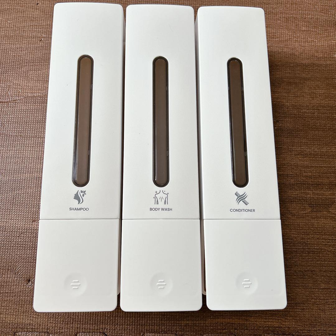 シャンプーボトル 3室 壁掛けタイプ 各400ML シャンプー　(ホワイト)