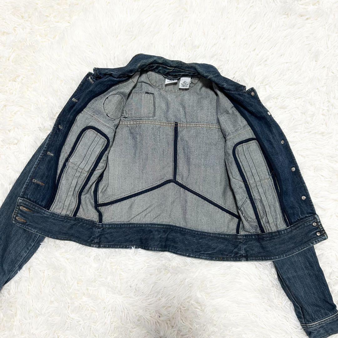 美品 ARMANI レディース デニムジャケット ワッペン 短丈 クロップド