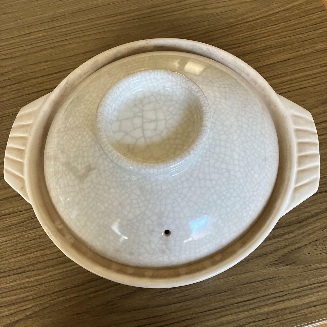 白い陶器製土鍋大きいサイズ大家族用約37㎝×約32㎝×高さ 約16.5㎝