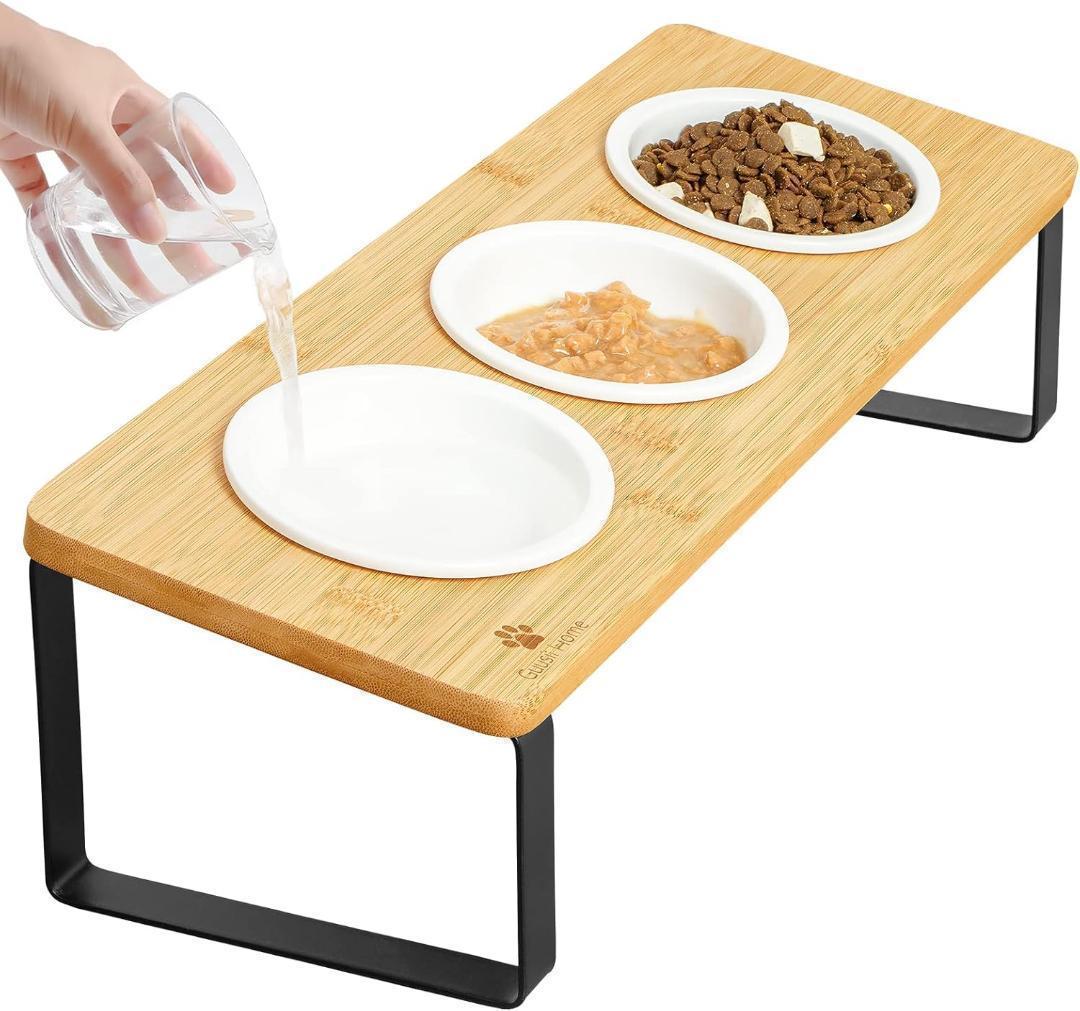 【専用】竹製　猫食器 フードボール　エサ入れ 食器スタンド　3個　多頭飼い　お皿 竹製 猫食器 フードボール エサ入れ 食器スタンド 3個 多頭飼い