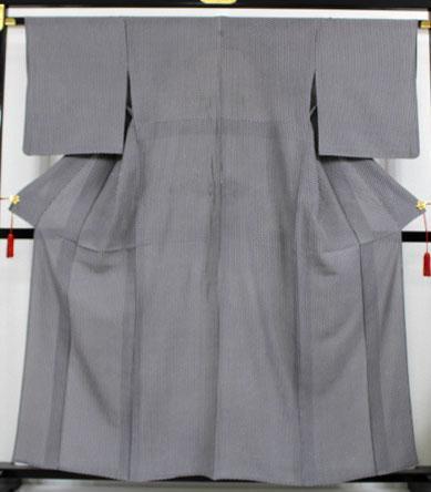 正絹小紋 絽縮み 麻の葉柄 中古 送料込み 刺繡紋入り 茶道 華道