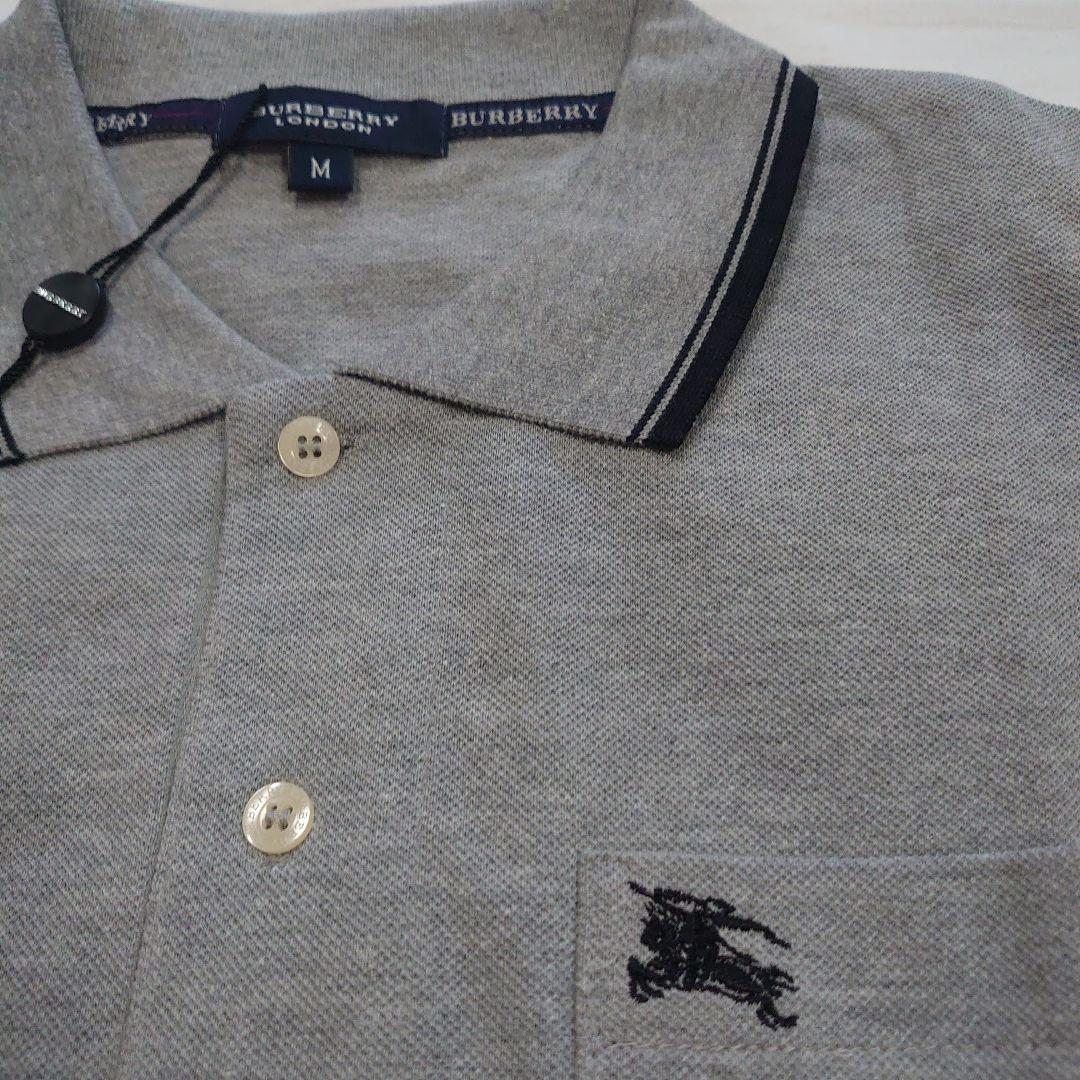新品未使用　タグ付き　BURBERRY グレー ポロシャツ Mサイズ