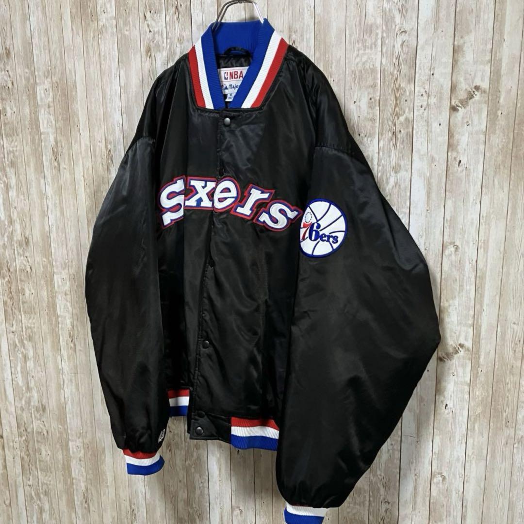 579 Majestic NBA 76ersスタジャン　中綿　オーバーサイズXL