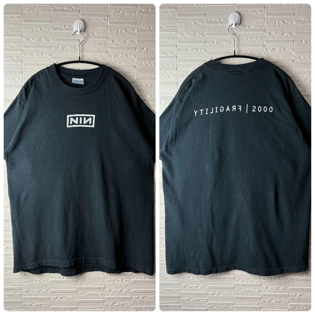 90s USA製ヴィンテージ ナインインチネイルズ バンドTシャツ 黒色L