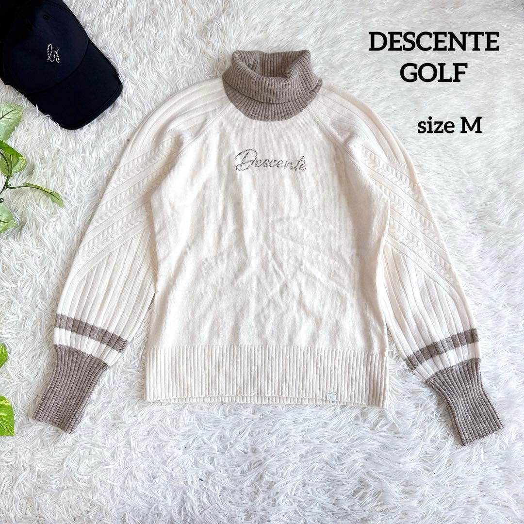 デサントゴルフ ニットセーター タートルネック ベージュ luxe MM DESCENTE GOLF