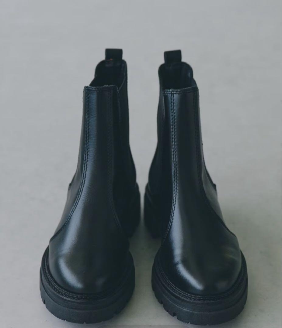 北欧、暮らしの道具店 ENESSブラックレザーサイドゴアブーツ39 北欧、暮らしの道具店 ENESSブラックレザーサイドゴアブーツ39