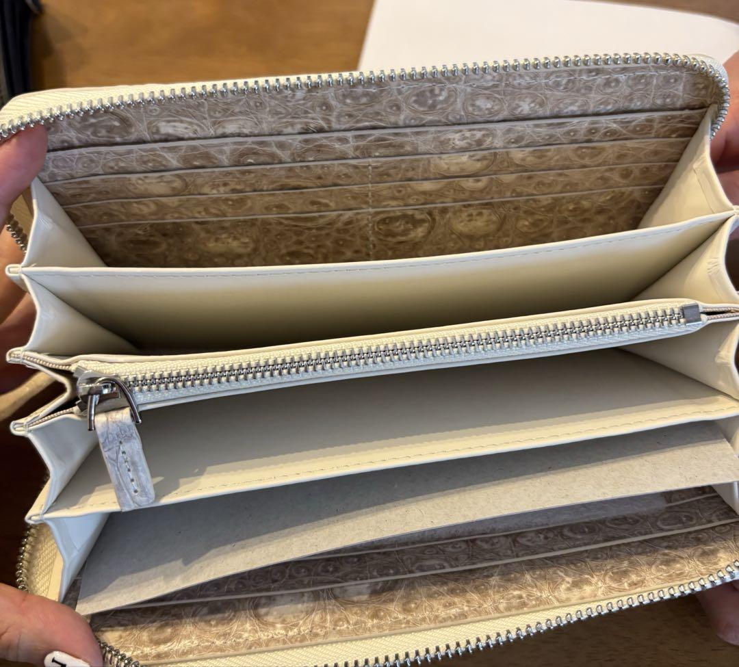 【美品】ヒマラヤ クロコダイル 本革 ホワイト 長財布