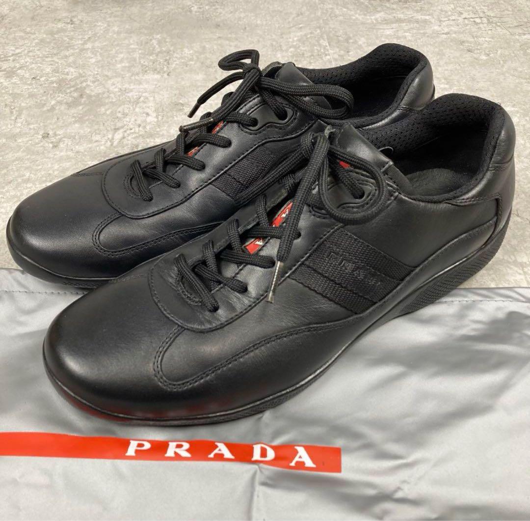 PRADA プラダ　靴 PRADA プラダスポーツ レザー スニーカー ブラック 8 アーカイブ