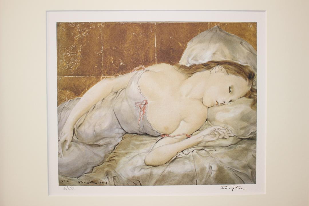 藤田嗣治 エスタンプリトグラフ「眠る女性」 150部限定