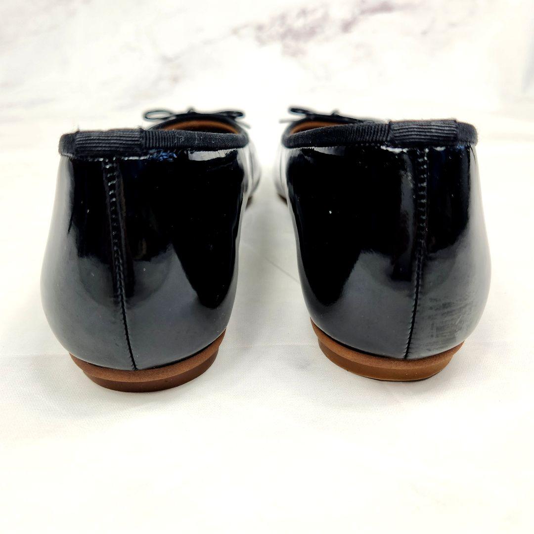 【極美品】オデットエオディール エナメル パンプス フラットシューズ リボン 黒