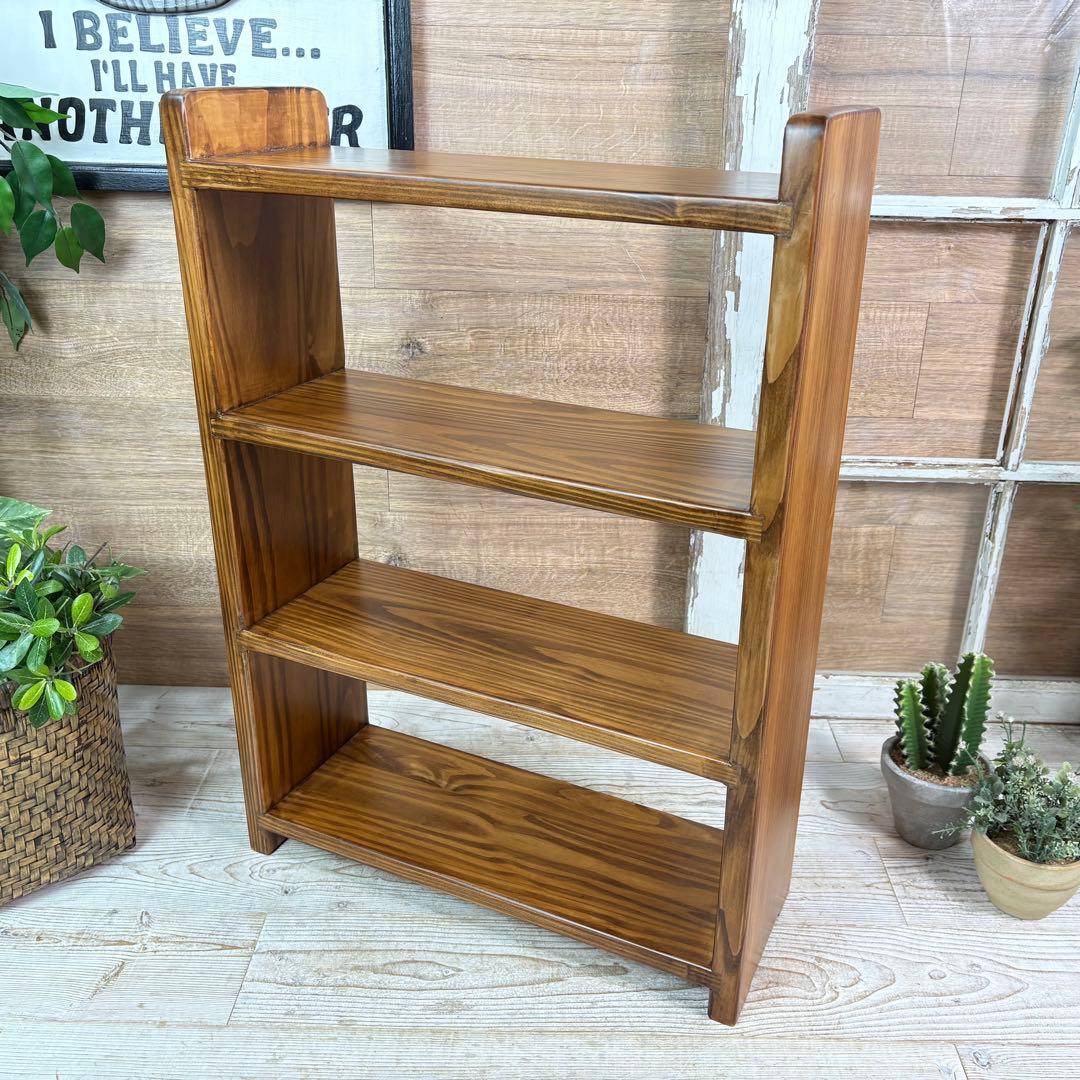 カントリー北欧パイン材四段ラックシェルフ（50㎝×70㎝）木製飾り棚調味料棚本棚