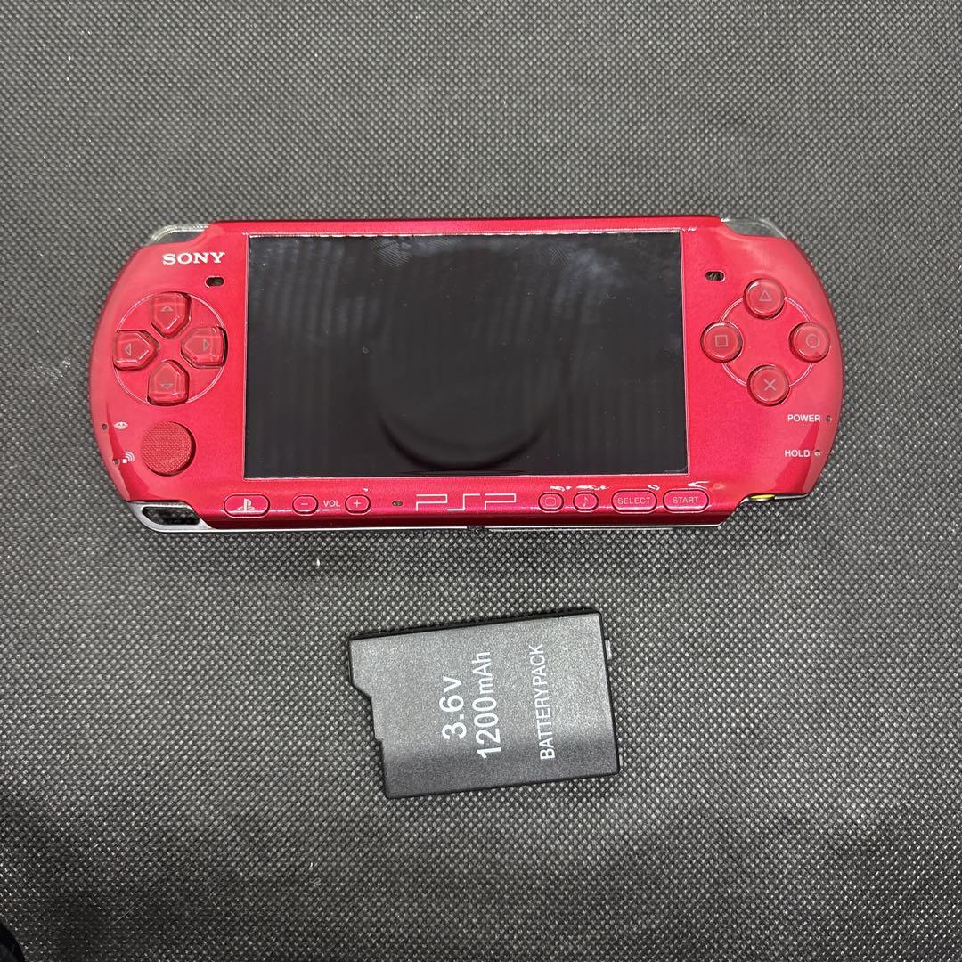 SONY PSP−3000 本体 レッド 1200mAhバッテリー付き - メルカリ