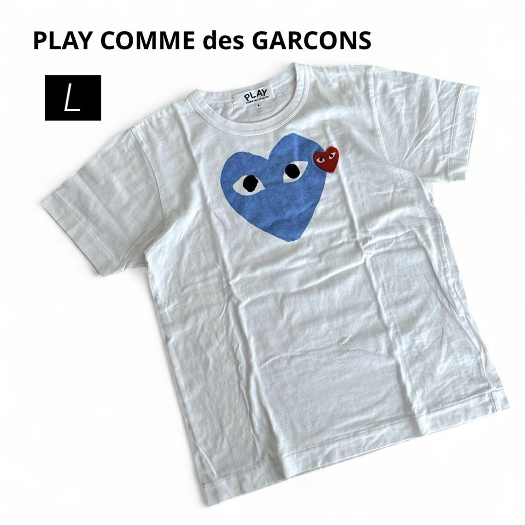 美品　コムデギャルソン　PLAY ハートデザイン Tシャツ 半袖　ホワイト　L 美品 コムデギャルソン PLAY ハートデザイン Tシャツ 半袖