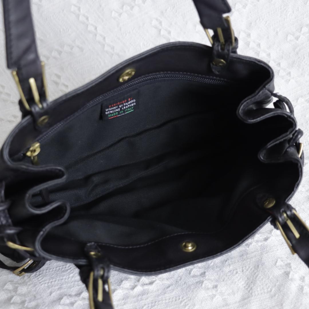美品！イルビゾンテ　ハンドバッグ　レザーバッグ　IL BISONTE ブラック