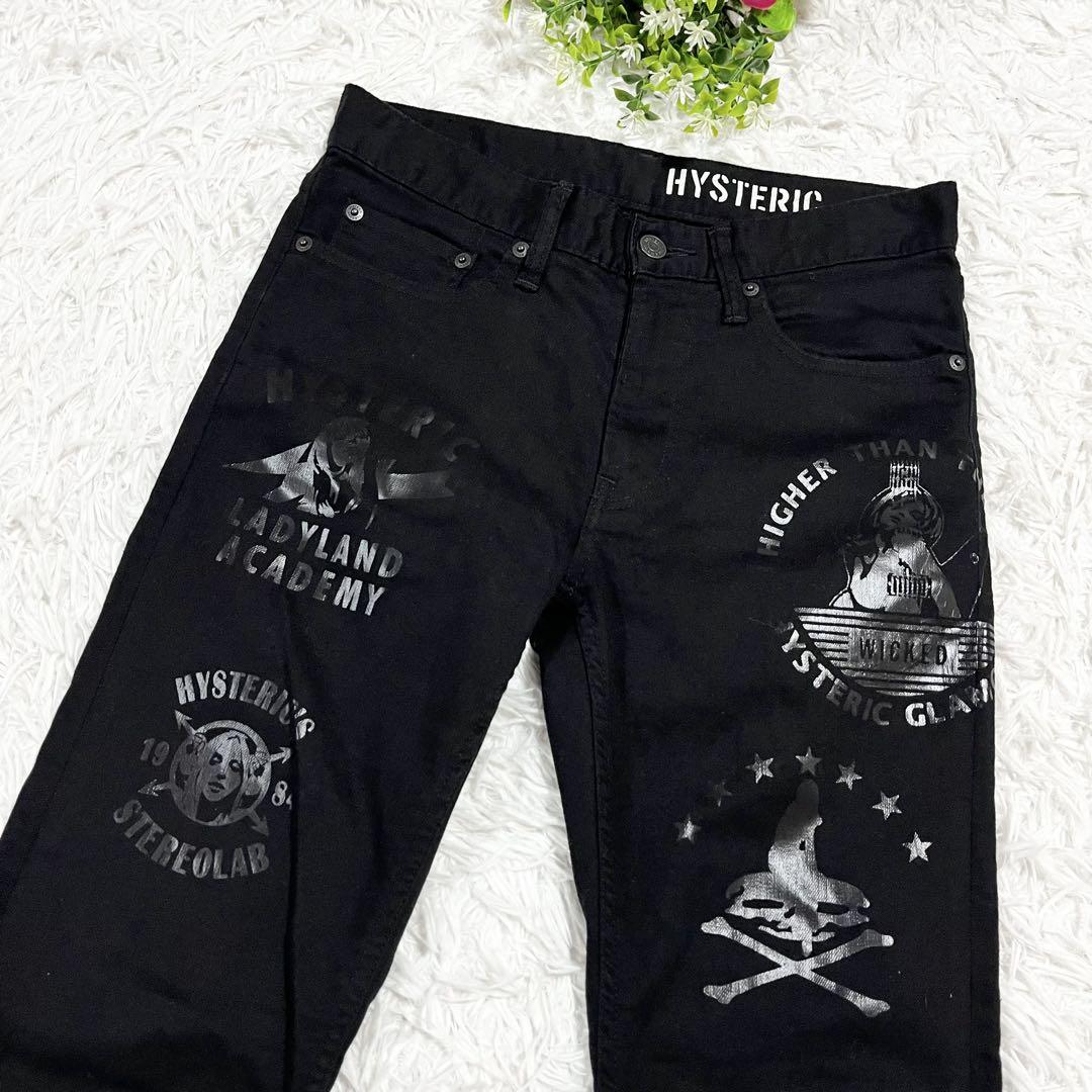 ヒステリック グラマー ヒスガールペイントストレッチデニムパンツ 黒　W29