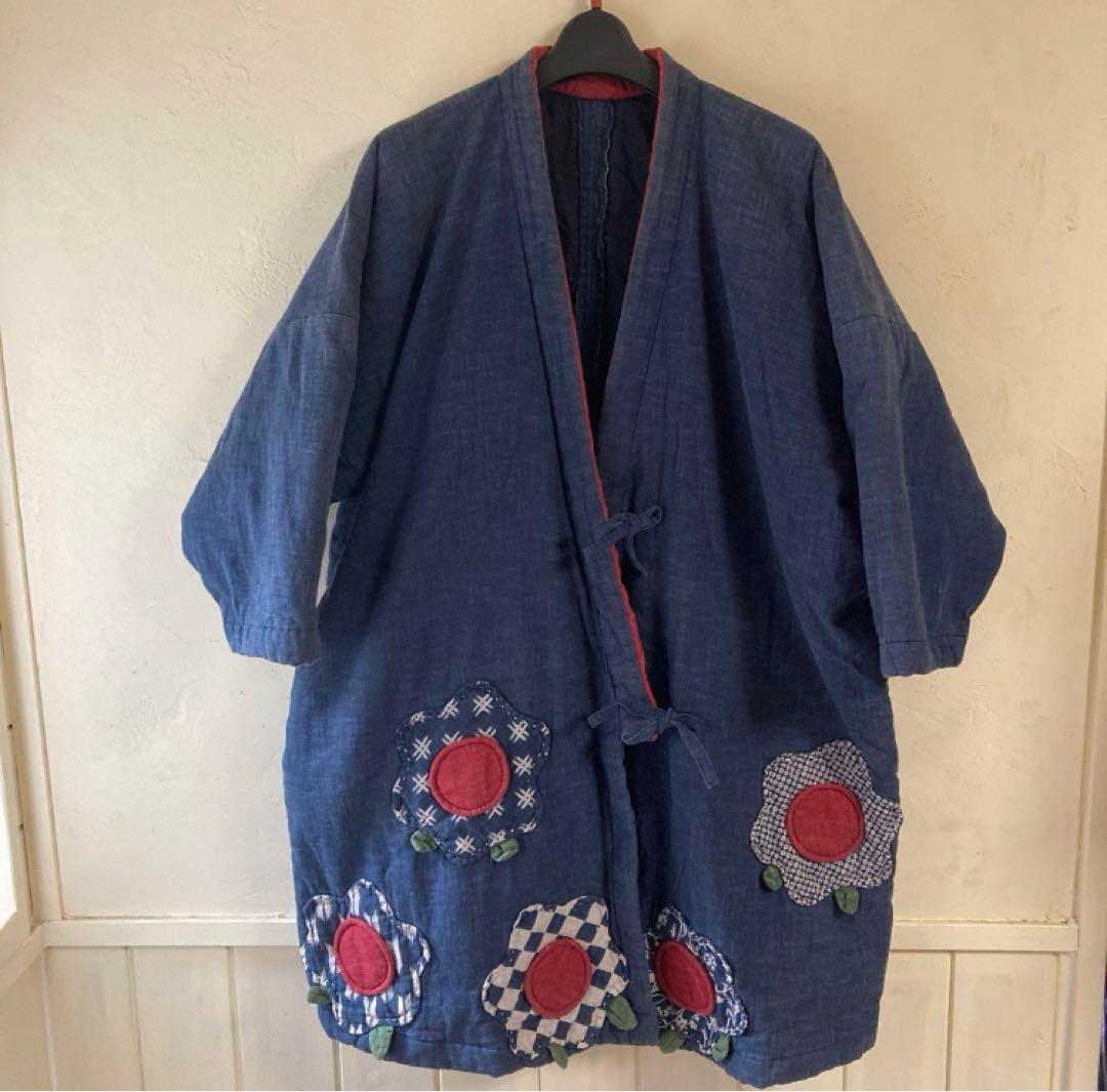 仕立て屋さんの大っきいお花たっぷしのヴィンテージハンドメイド半纏