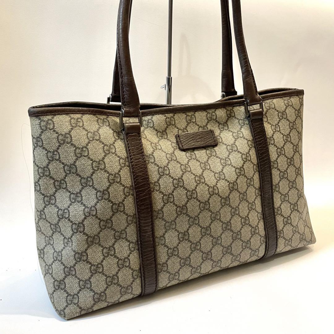 GUCCI ハンド トートバッグ A4 肩掛け gg pvc 大容量 ベージュ 画像1