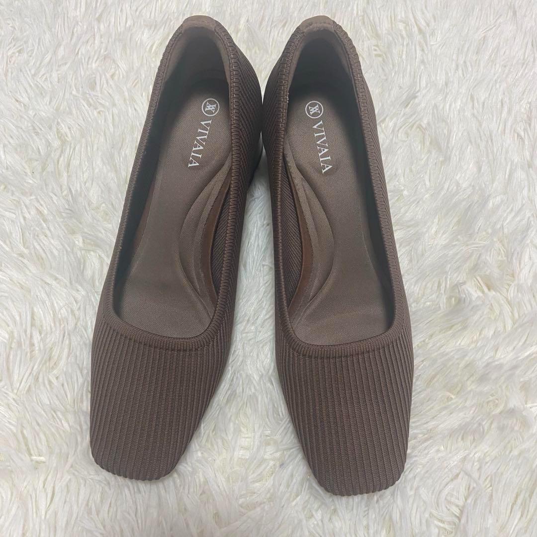 VIVAIA スクエアトゥチャンキーヒールパンプス 24cm 24.5