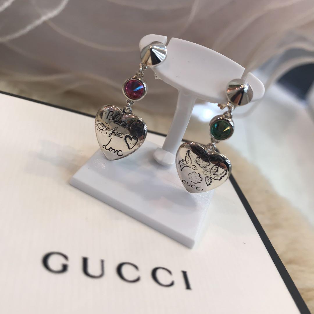 贅沢 美品 Gucci ピアス Ag925 ラブ ハート フォー ブラインド ピアス 両耳用 Esehotel Lt