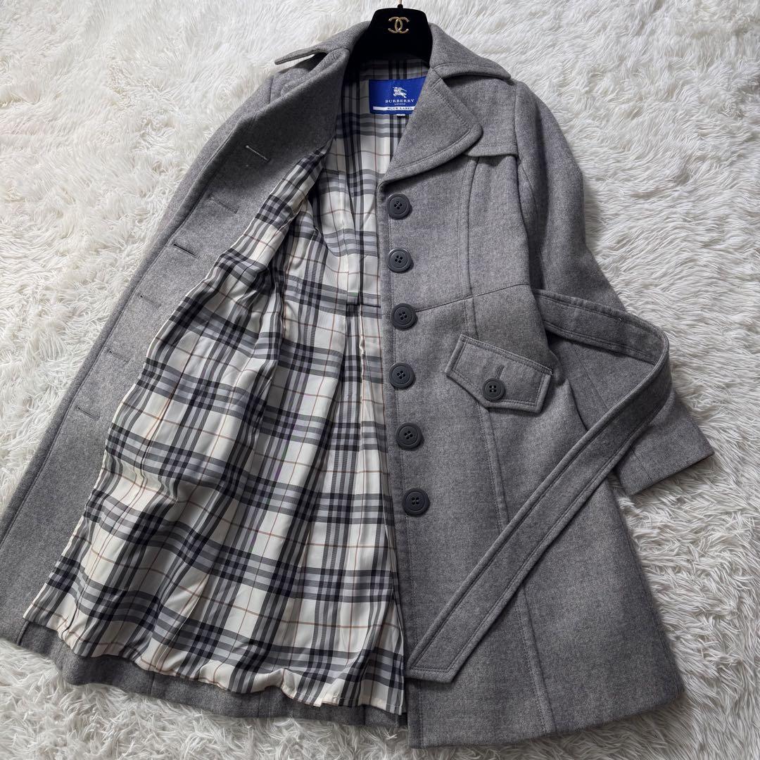 美品】バーバリー ブルーレーベル ウール コート ノバチェック