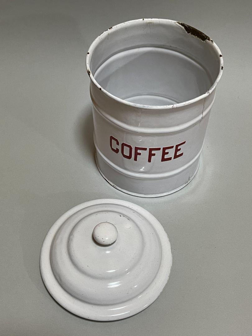 ャニスター 値下げ コーヒーキャニスター 白×赤 olnu1-m75994882626 053イギリスアンティーク ホウロウ ③のコレクシ