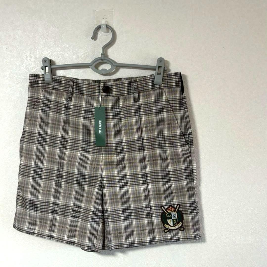 BELLMORE ベルモア　ハーフパンツ　ゴルフ　ロゴ　チェック　32 L