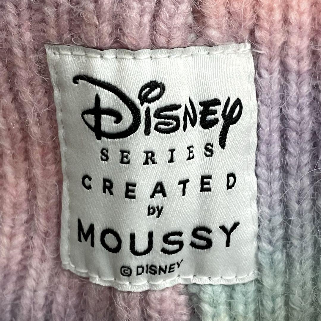 マウジー ディズニー グラデーションニットカーディガン ミッキー&プルート 刺繍 MOUSSY マウジー ミッキー＆プルート 刺繍 カーディガン レインボー
