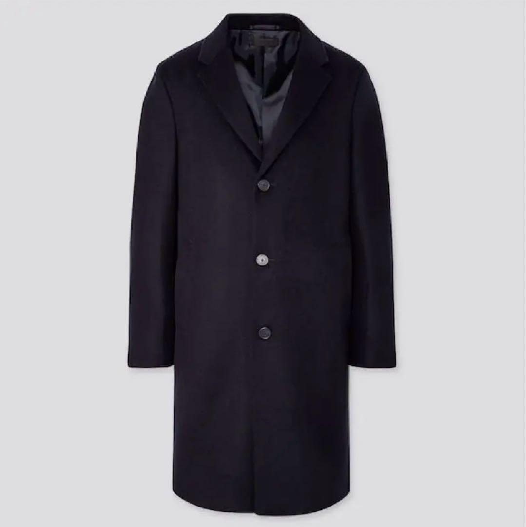 新品 ユニクロ イネス ネイビー ステンカラーコート ベルト付き