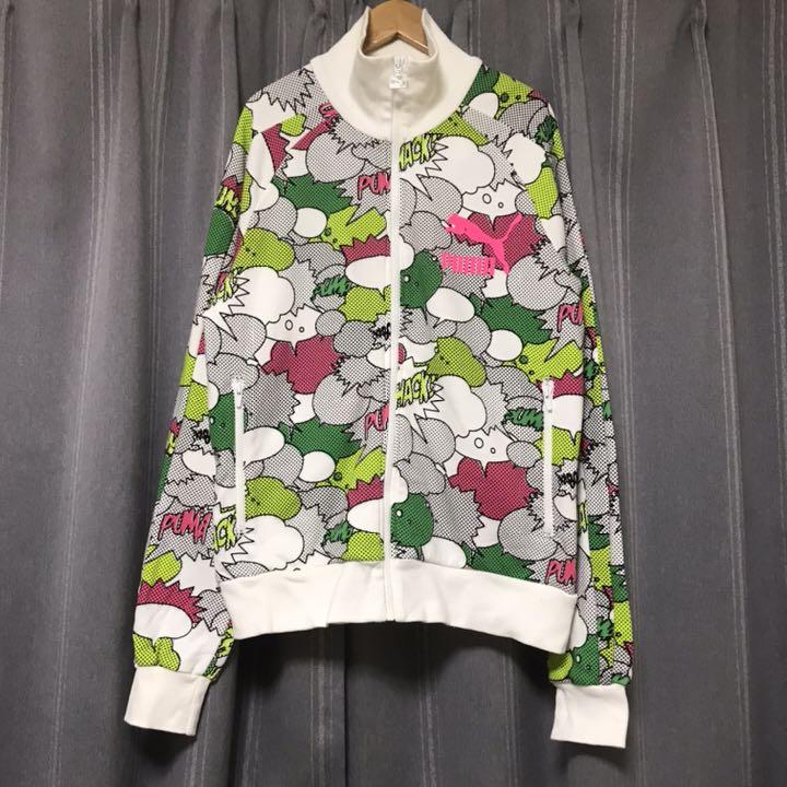 激レア プーマ PUMA 総柄 ジャージ トラックジャケット ホワイト 超可爱 激レア プーマ PUMA 総柄 ジャージ トラックジャケット ホワイト 超可爱